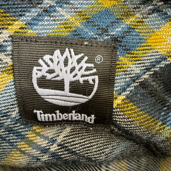 Timberland Multicolor Plaid Long Roll Tab Sleeve Collared Wool Blend Button Up M - Picture 7 of 8